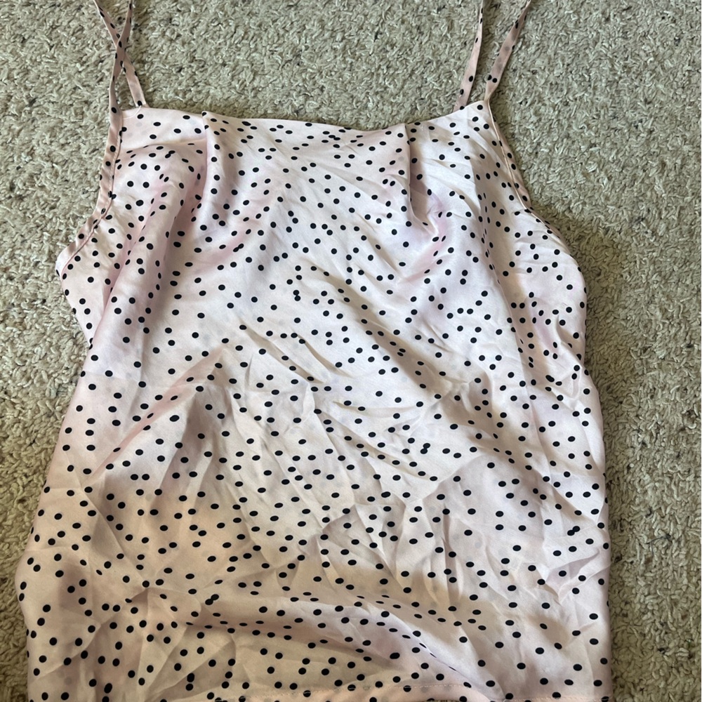 Pink and Black Polka Dot Camisole Top